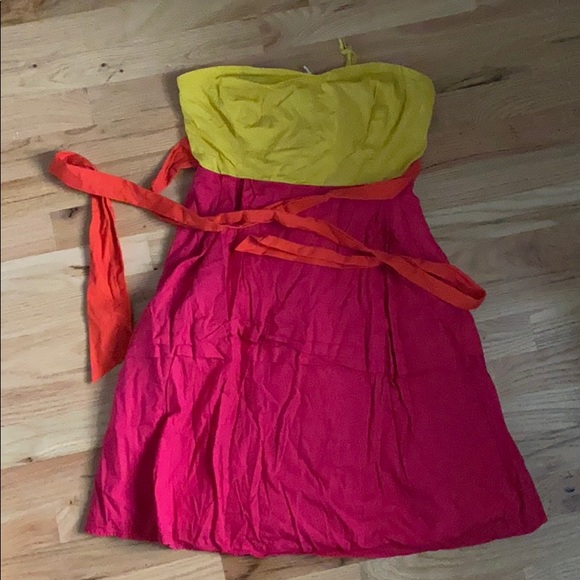 Anthropologie Maeve Strapless Neon Block Dress - Picture 4 of 5